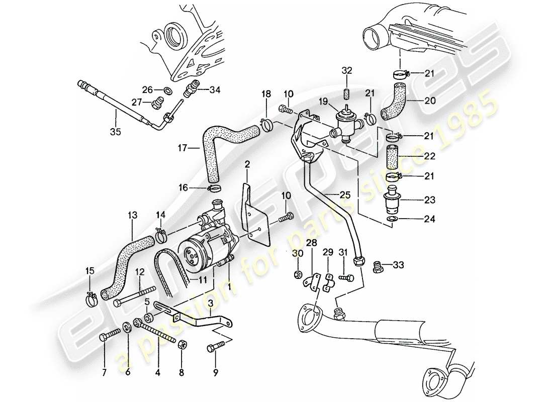 porsche 1989 (928) air injection - for vehicles with - catalyst parts diagram