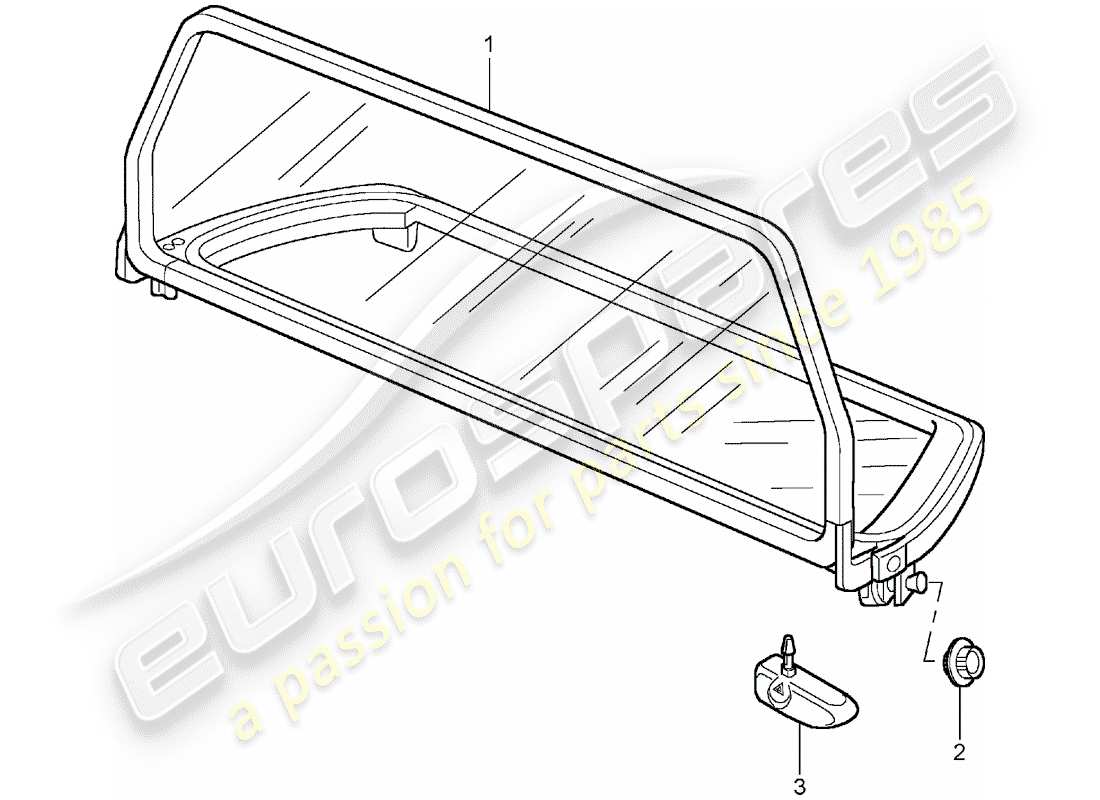 porsche 2001 (996 turbo / gt2) windscreen part diagram