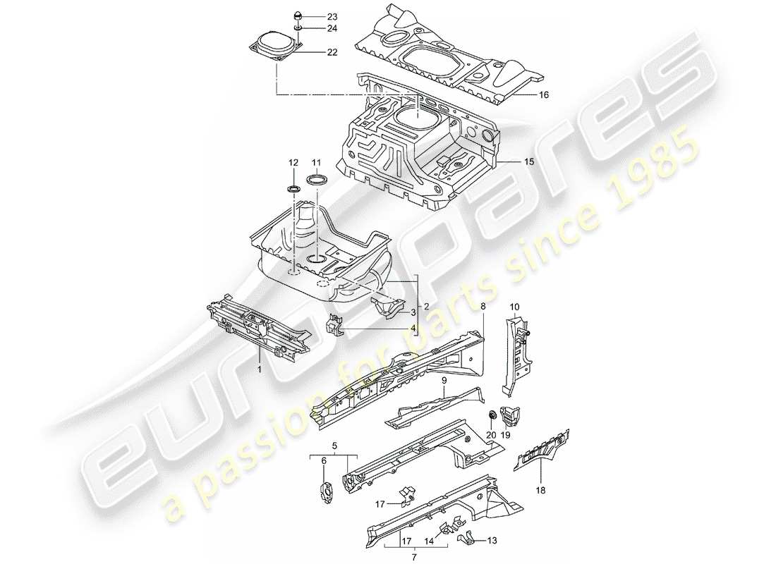 porsche 996 t/gt2 (2005) front end - single parts parts diagram