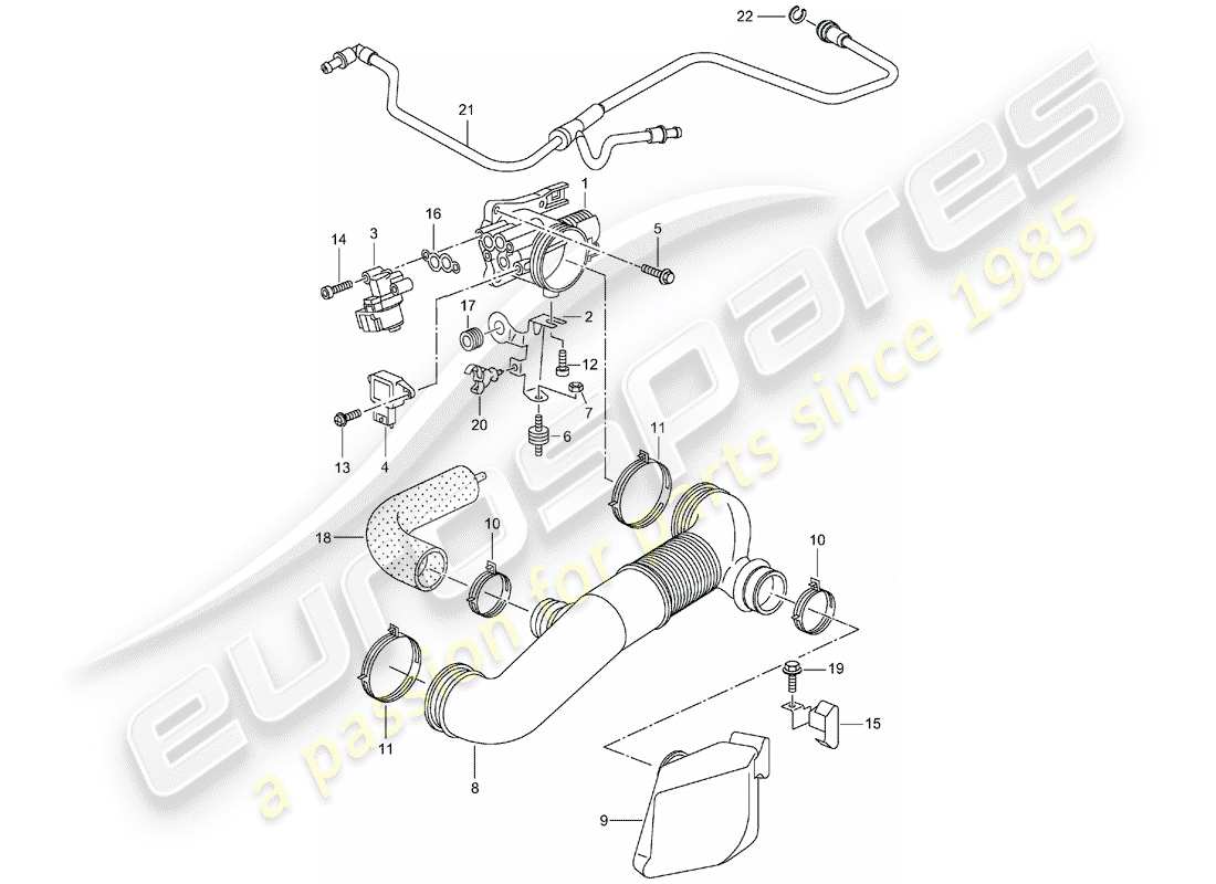 porsche 2004 (986 boxster) throttle valve adapter parts diagram