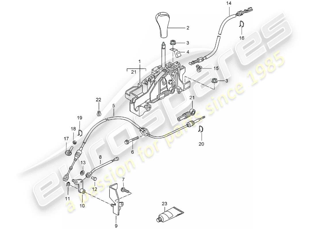 porsche 2004 (986 boxster) selector lever tiptronic parts diagram