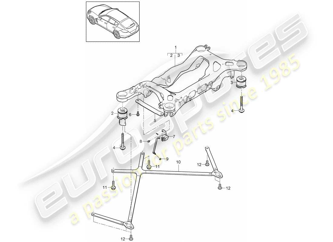 porsche 2013 (panamera 970) rear axle suspension sub-frame level sensor part diagram