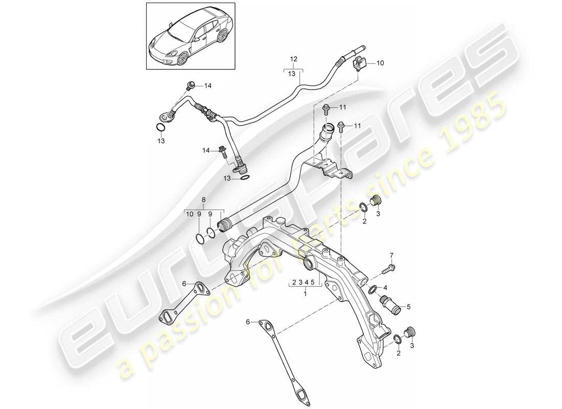 porsche 2012 (panamera 970) coolant cooling system 1 part diagram