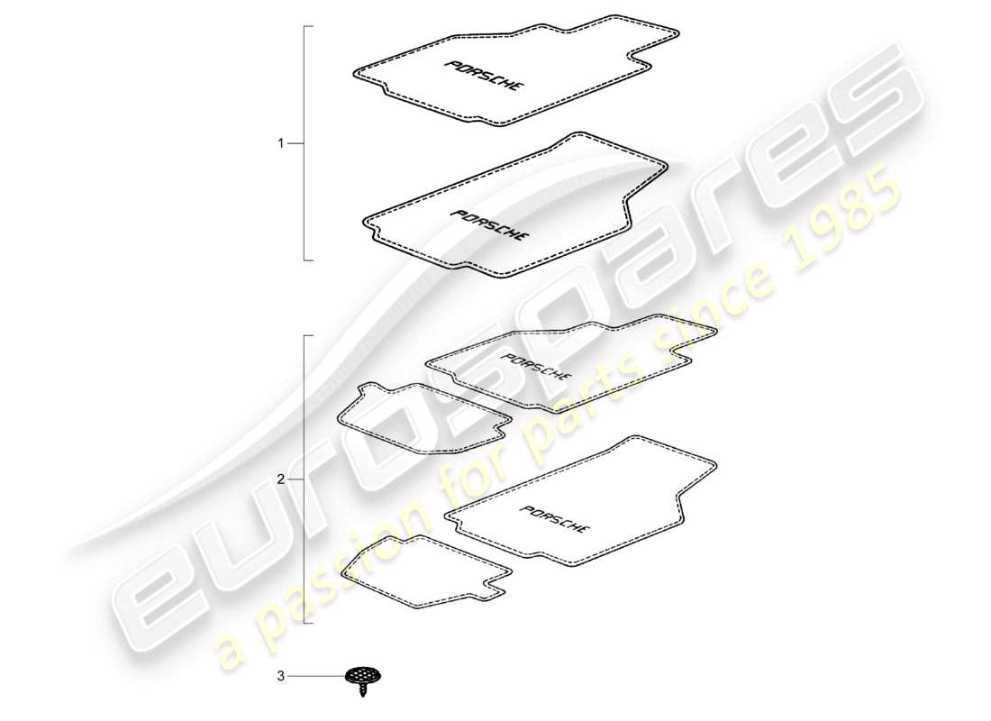 porsche 2000 (986 boxster) floor mat 97-04 98-05 parts diagram