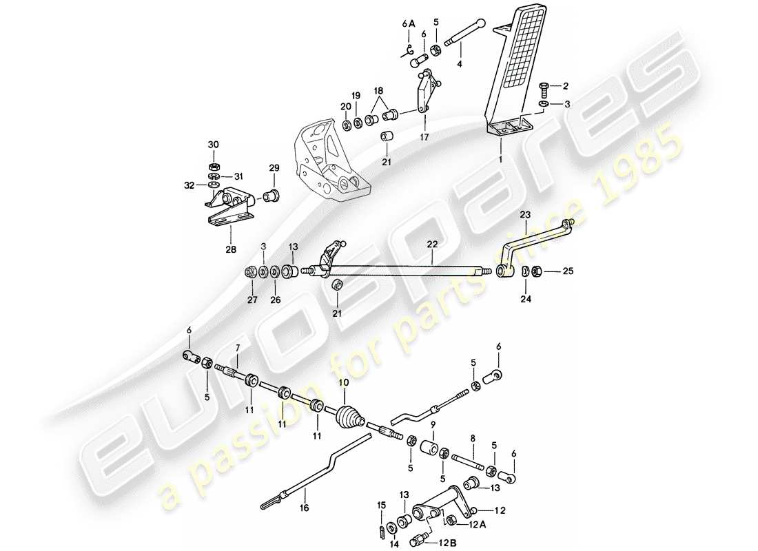 porsche 1989 (911) pedals - for - throttle control part diagram