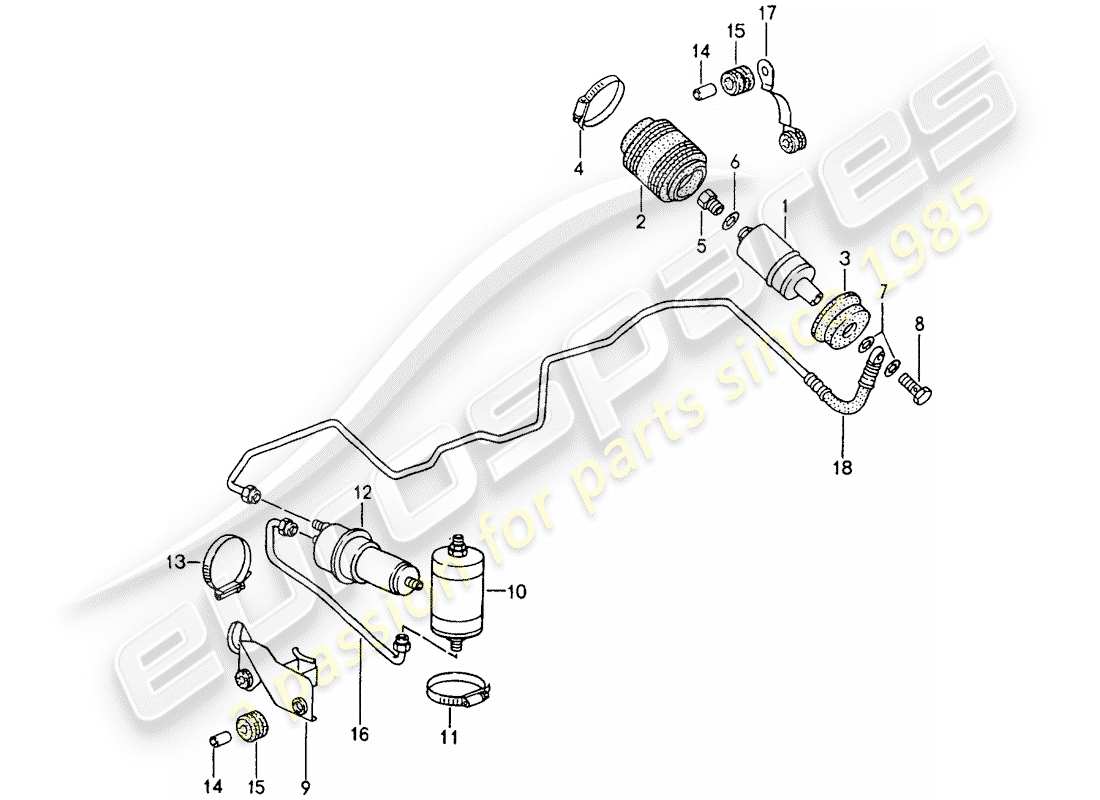 porsche 1990 (964) fuel system parts diagram