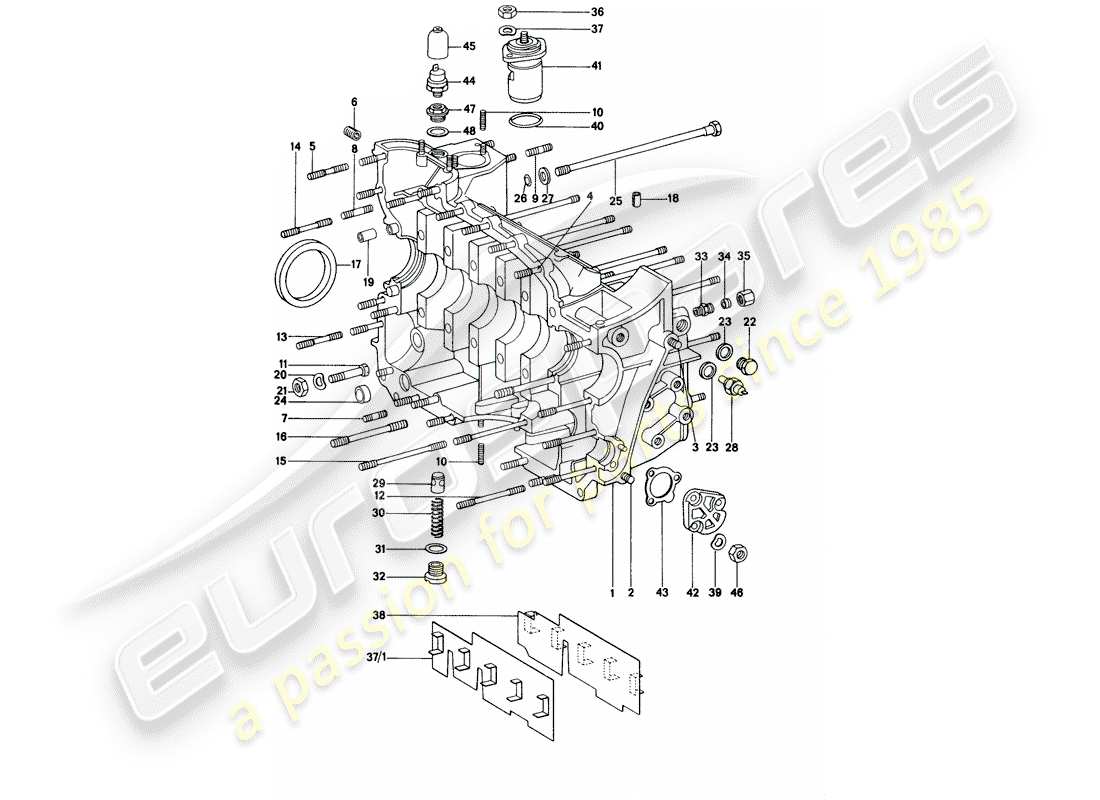 porsche 1973 (914) crankcase part diagram