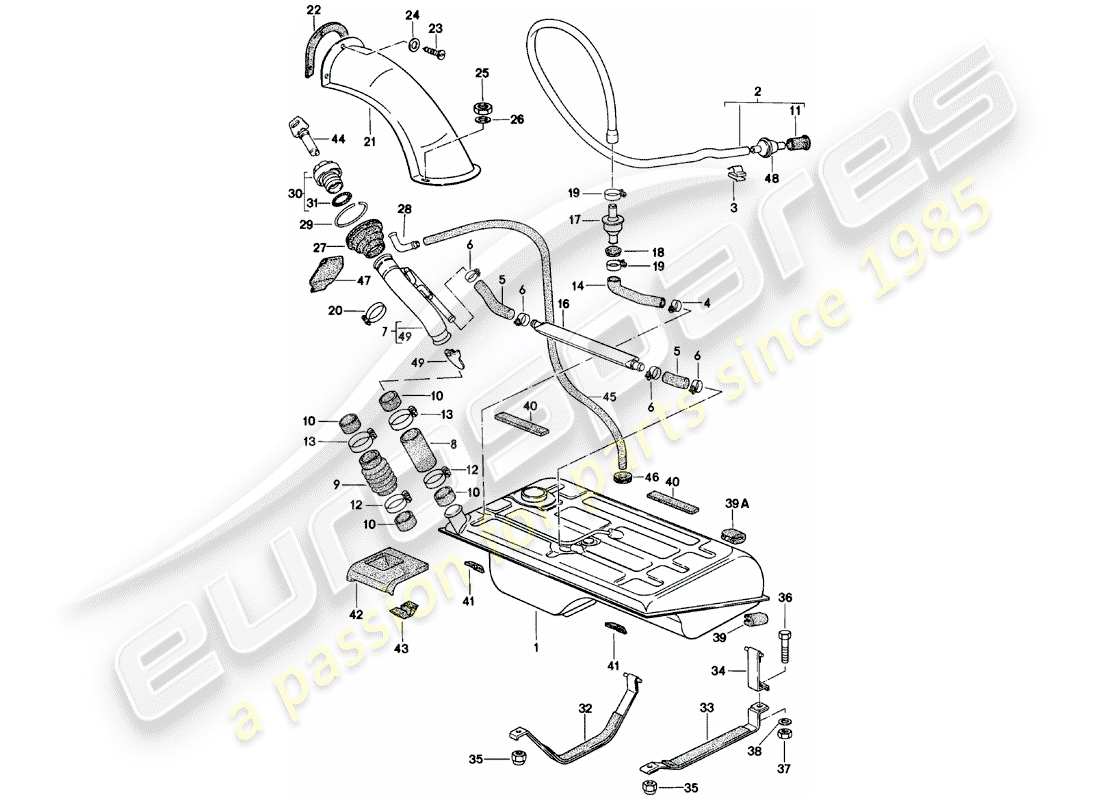 porsche 1980 (924) fuel tank parts diagram