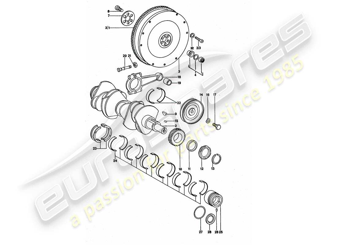 porsche 1976 (911 turbo) crankshaft part diagram