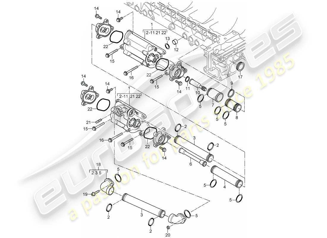 porsche 2004 (carrera gt) oil pump - driving mechanism - return pipe parts diagram