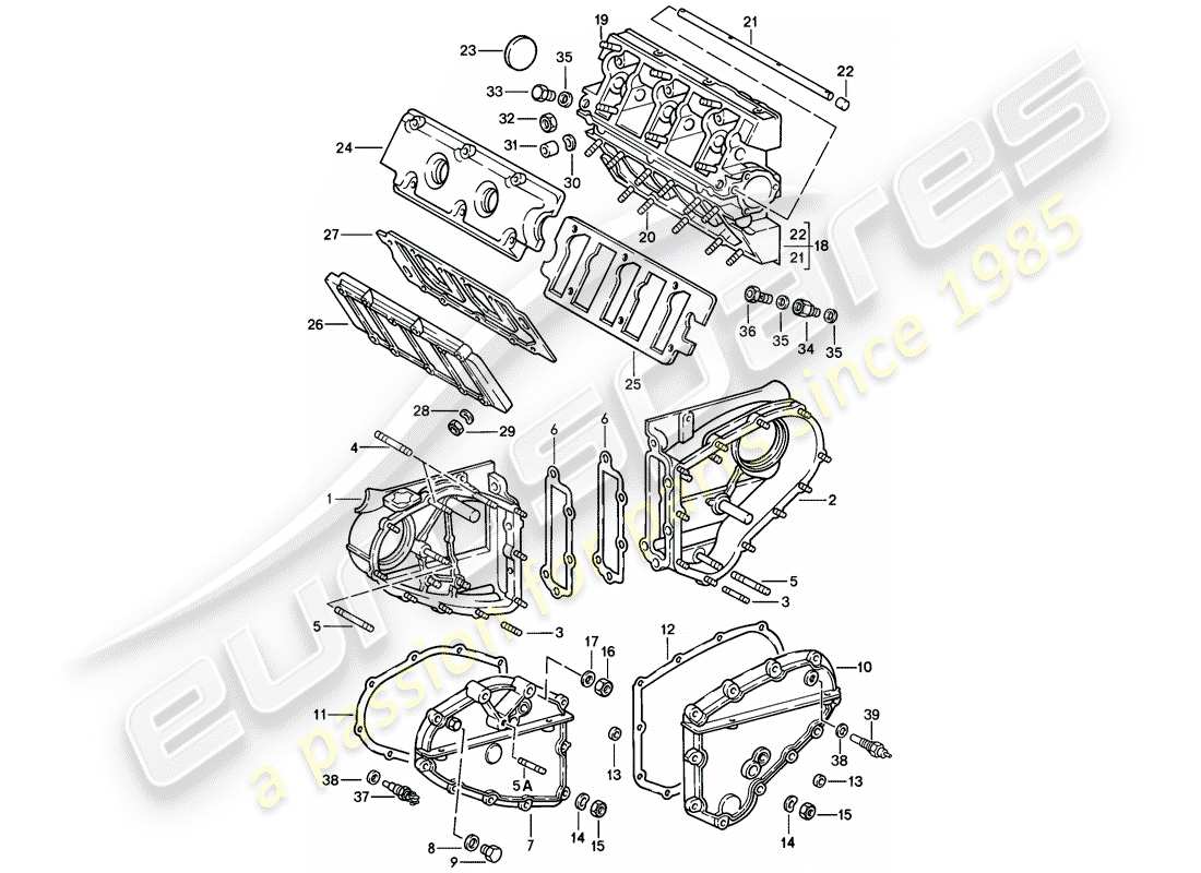 porsche 1989 (911) camshaft housing - chain case - repair set for maintenance - see illustration: part diagram