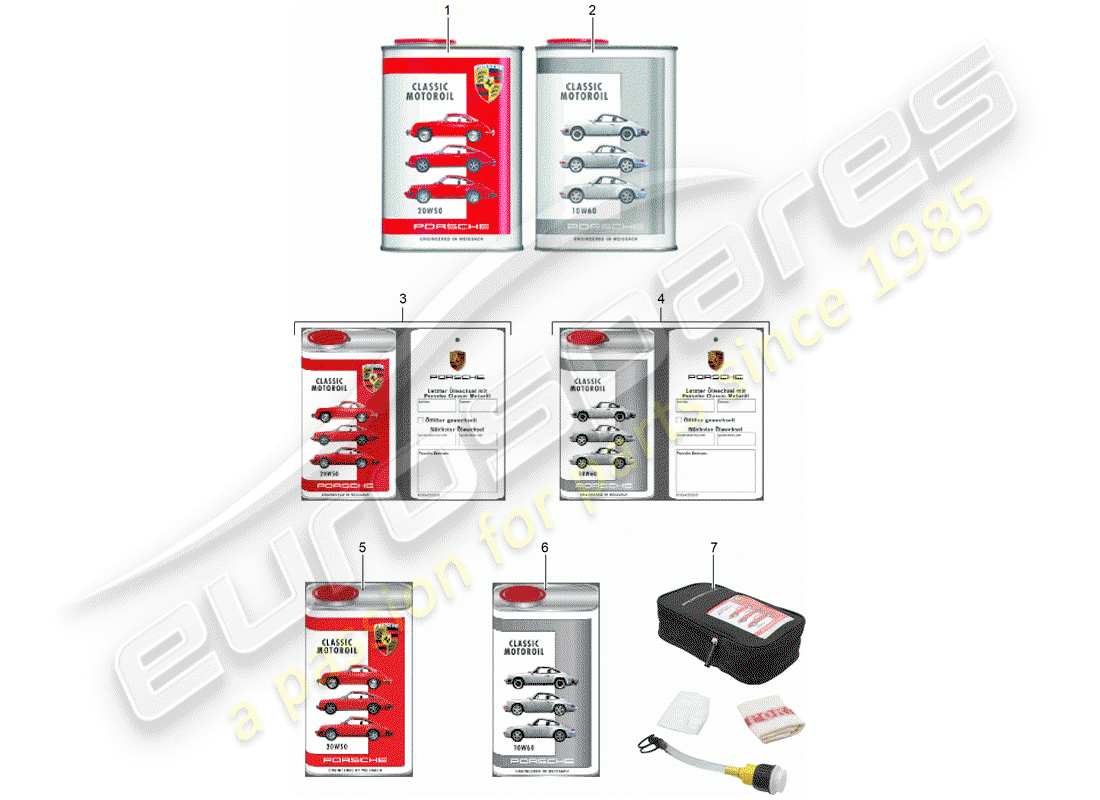 porsche 1999 (accessories) engine oil - porsche classic - 1950-1998 parts diagram