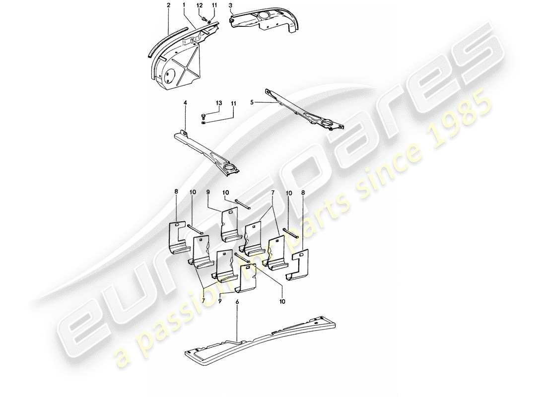 porsche 1970 (914) engine cover - air duct parts diagram