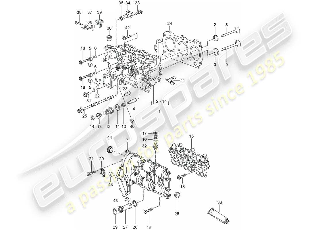 porsche 2004 (986 boxster) cylinder head parts diagram