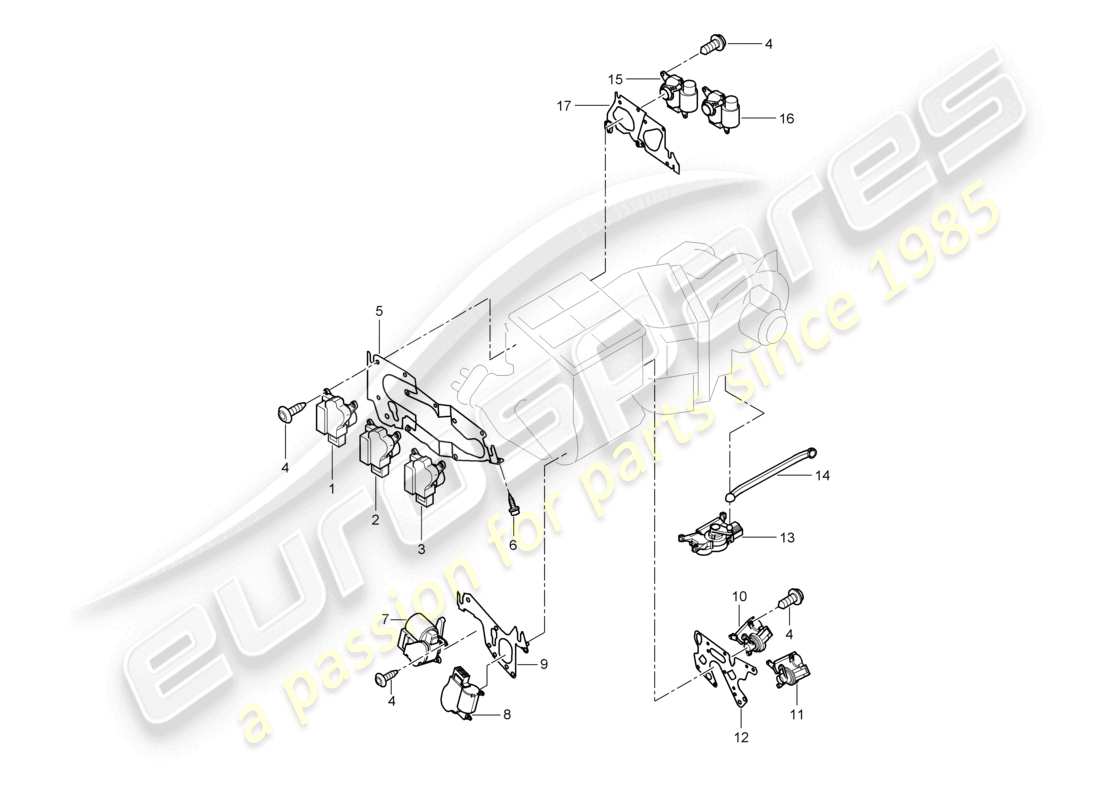 porsche 2010 (cayenne e1 9pa) servomotor lhd air conditioning front parts diagram