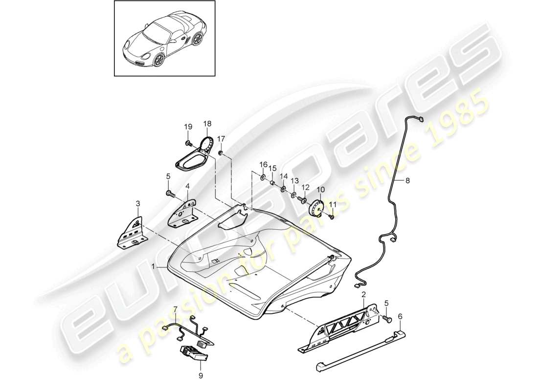 porsche 2010 (987 boxster) bucket seat folding seat frame accessories d - mj 2009>> parts diagram