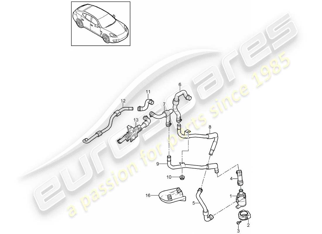 porsche 2013 (panamera 970) coolant pipe supply pipe return line part diagram