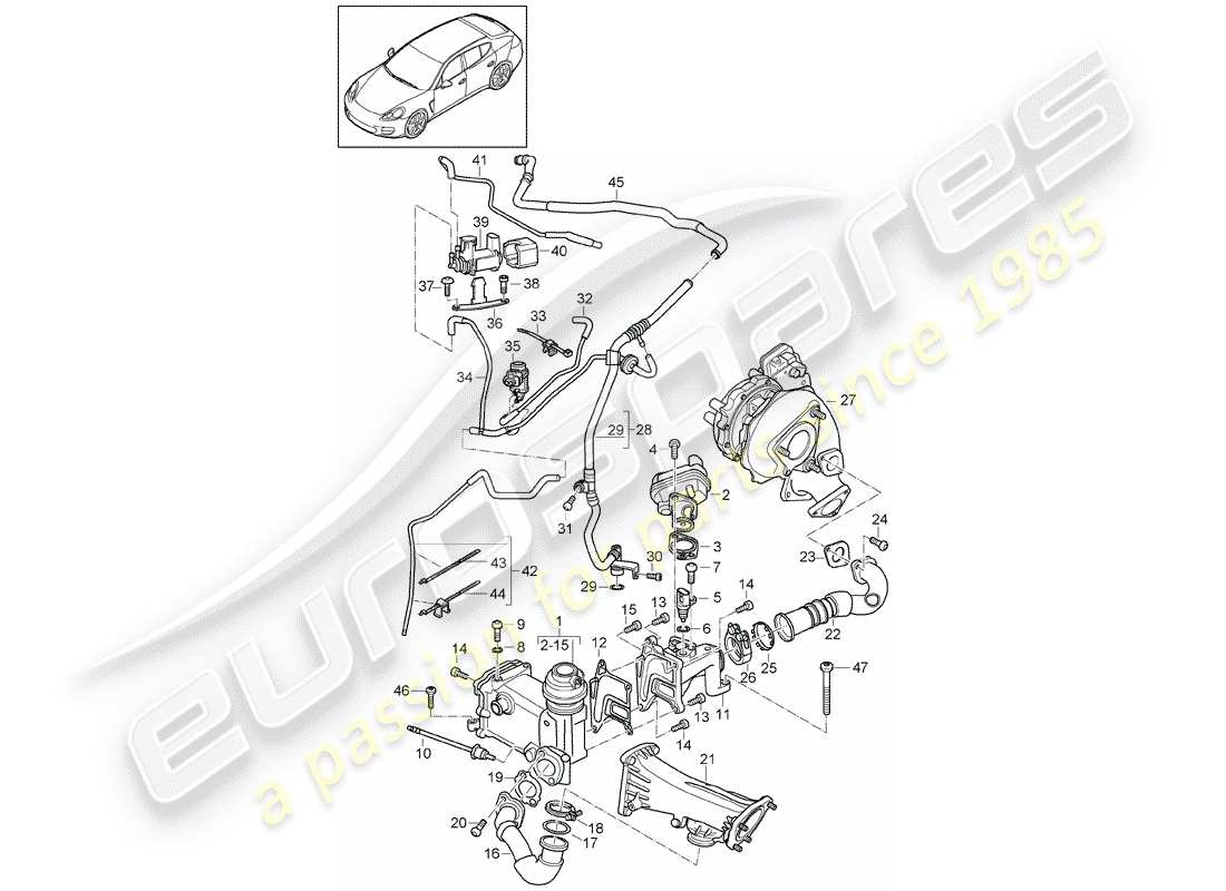porsche 2014 (panamera 970) exhaust gas recirculation vacuum system part diagram
