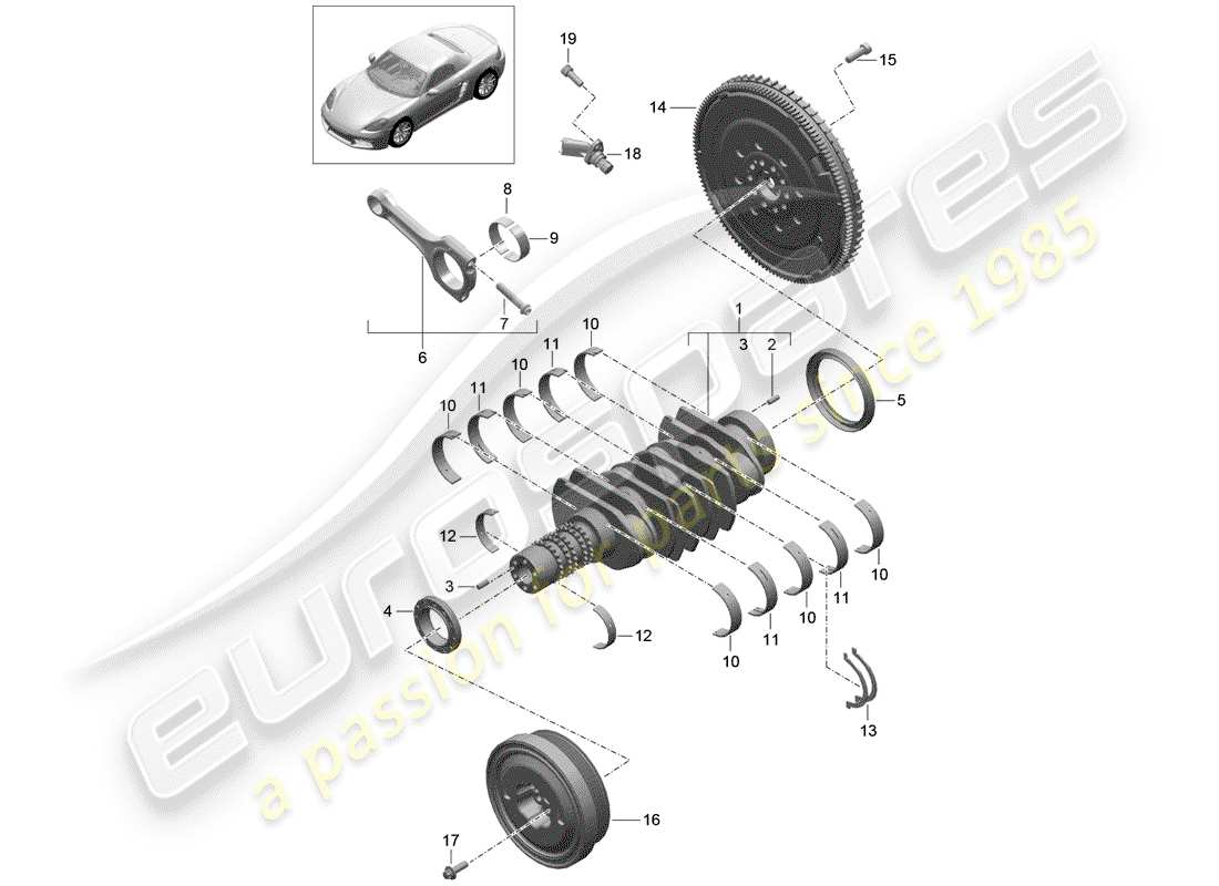 porsche 2018 (718 boxster) crankshaft parts diagram