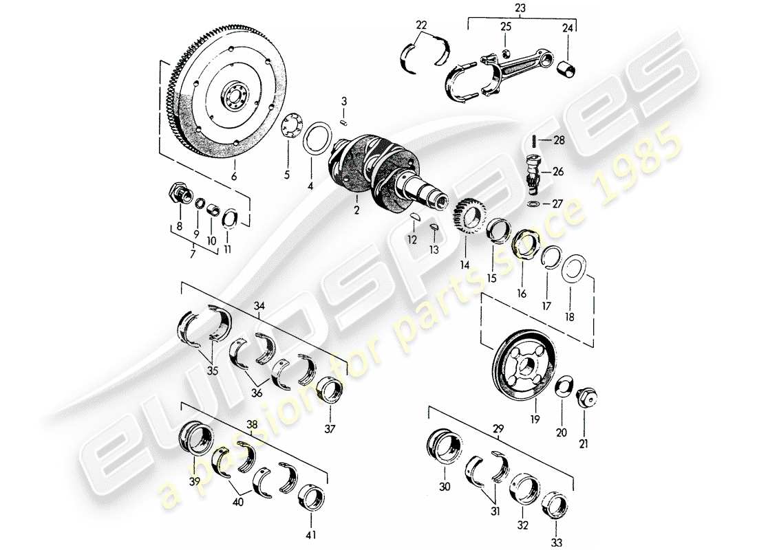 porsche 1960 (356b/356c) crankshaft part diagram