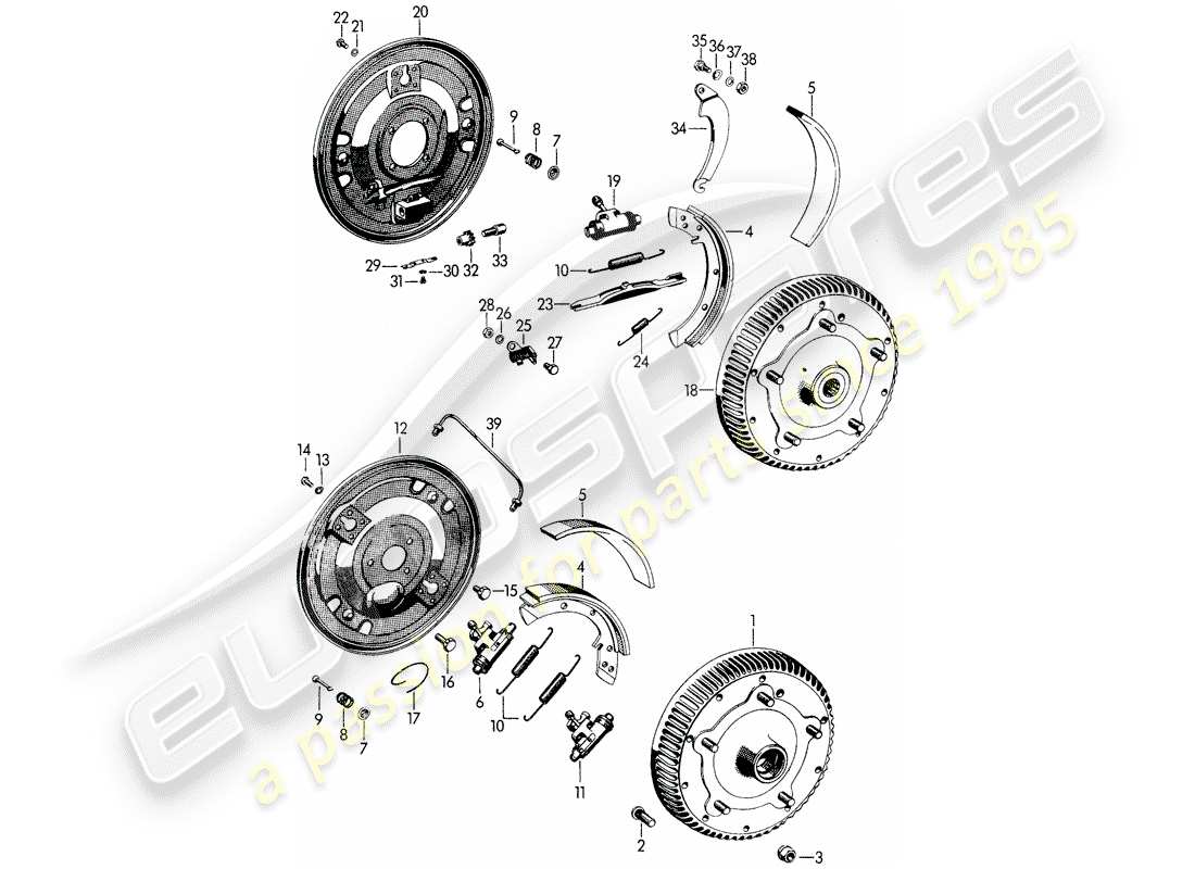 porsche 1965 (356b/356c) brake part diagram