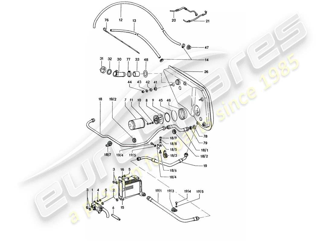 porsche 1973 (914) engine lubrication part diagram