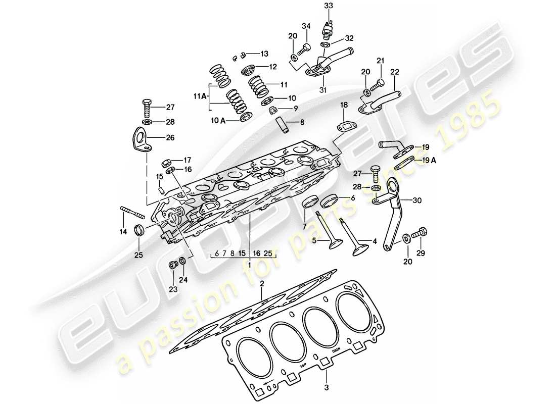 porsche 1980 (928) cylinder head parts diagram