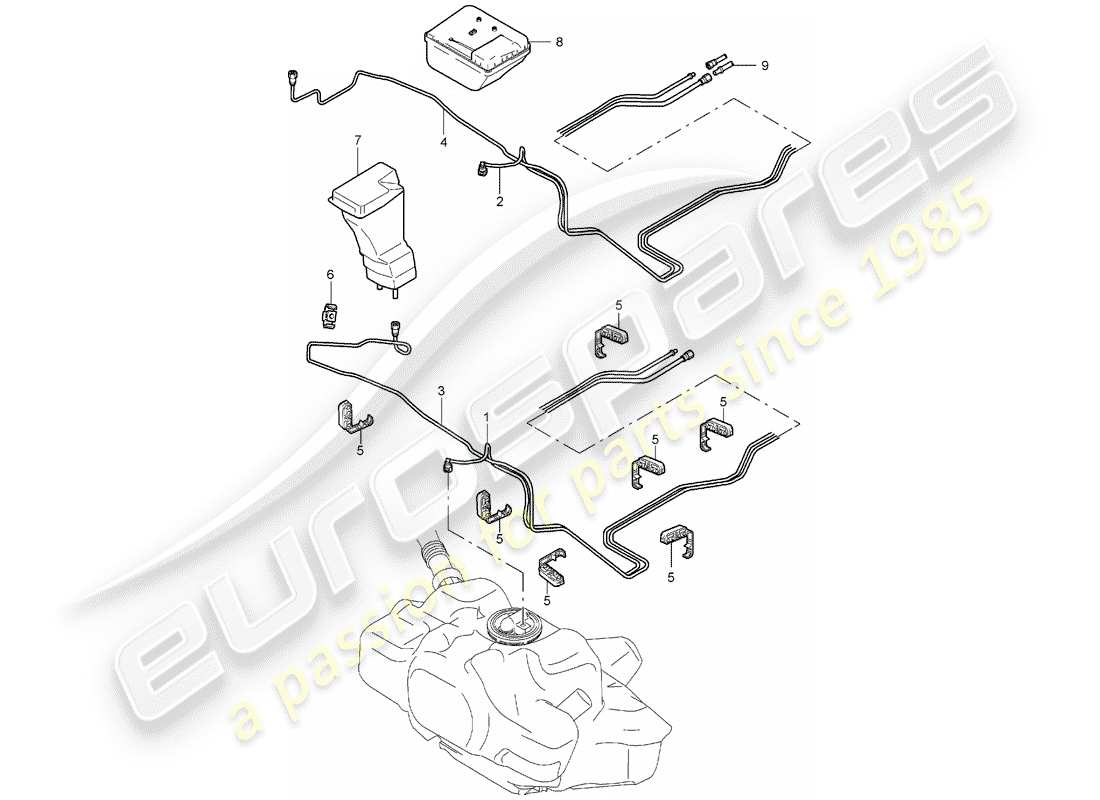 porsche 2005 (997-1) fuel system parts diagram