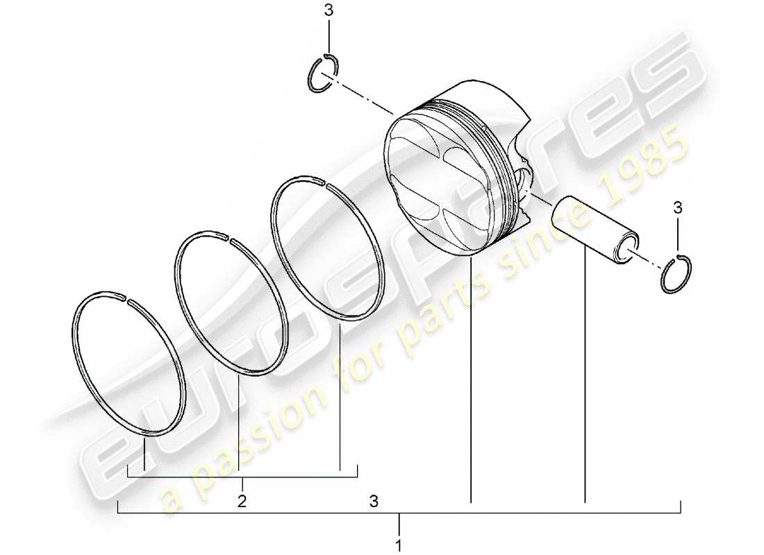 porsche 2005 (997-1) piston parts diagram