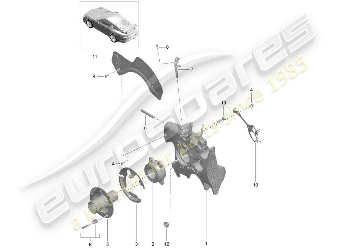 porsche 2016 (991-1 r/gt3/rs) rear axle wheel carrier wheel hub d >>- mj 2017 part diagram