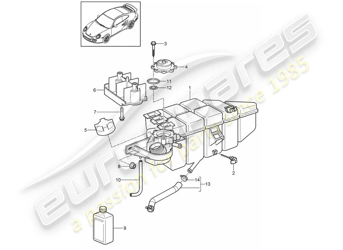 porsche 2013 (997-2 turbo / gt2 rs) water cooling 4 parts diagram