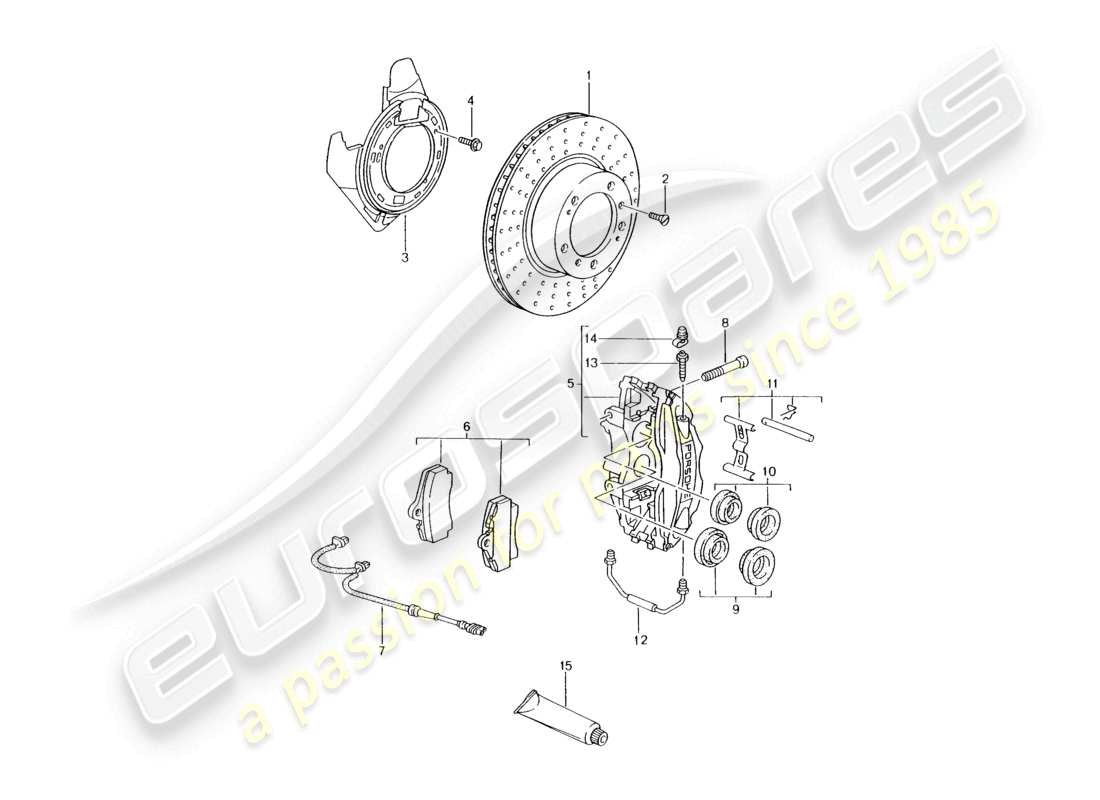 porsche 2004 (986 boxster) disc brake rear axle parts diagram