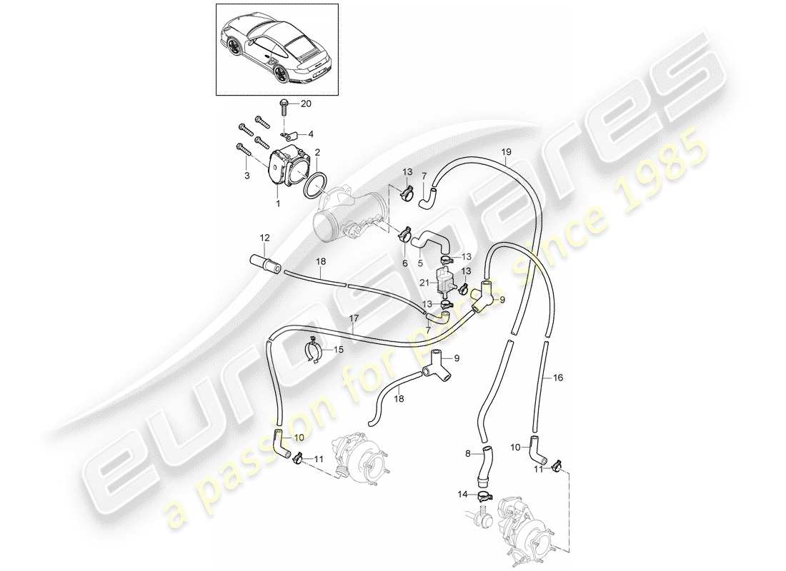porsche 911 t/gt2rs (2013) throttle body parts diagram
