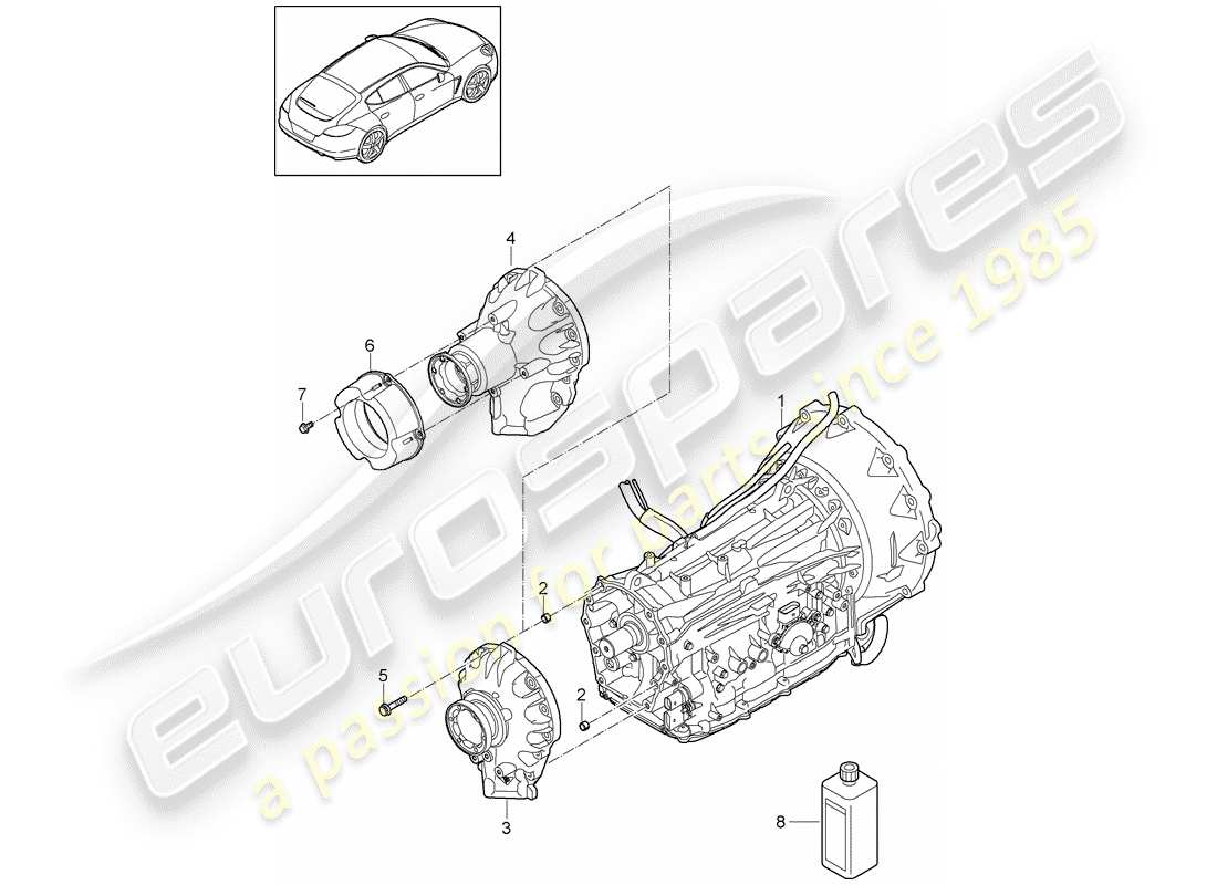 porsche 2012 (panamera 970) 8-speed automatic gearbox tiptronic part diagram