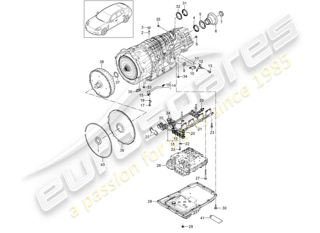 porsche 2016 (panamera 970) 7-speed dual clutch gearbox - pdk - individual parts parts diagram