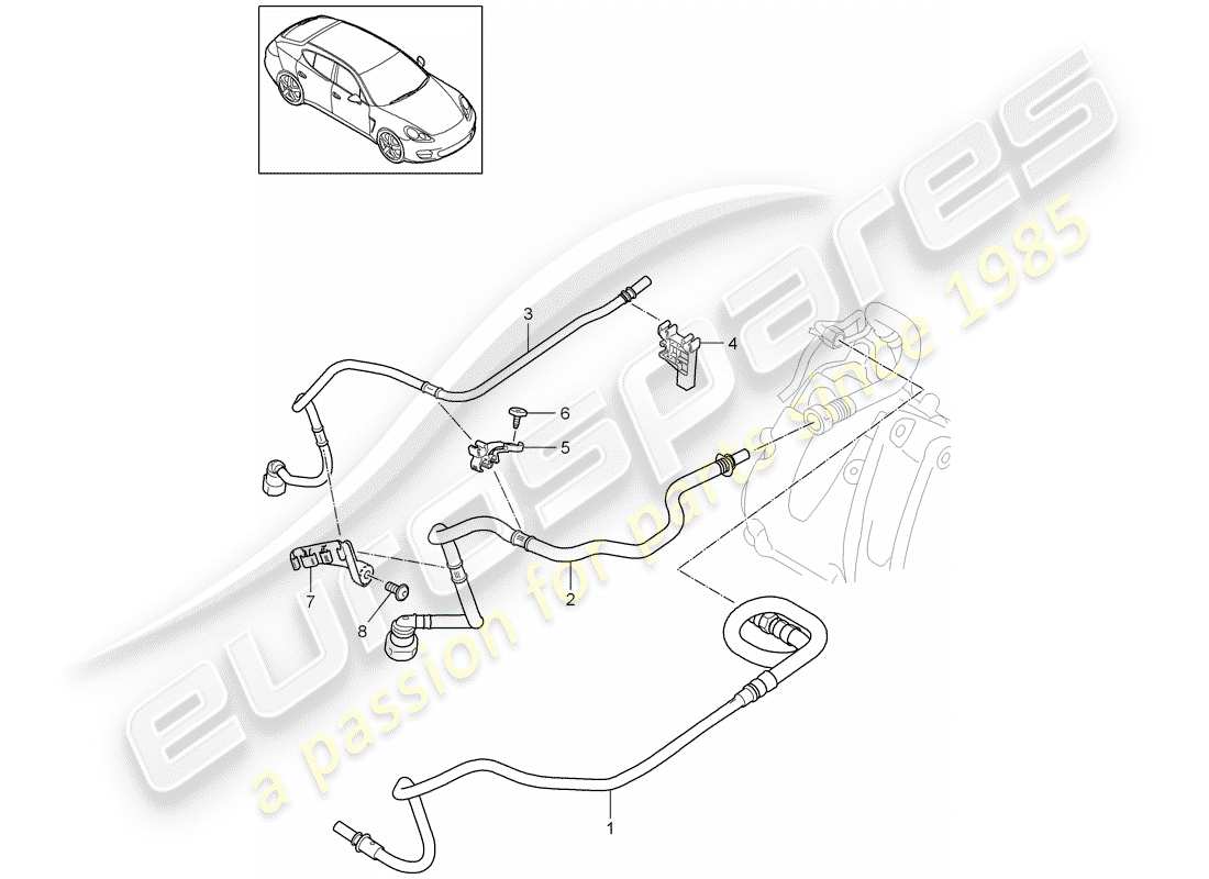 porsche 2016 (panamera 970) fuel system fuel line engine bay parts diagram