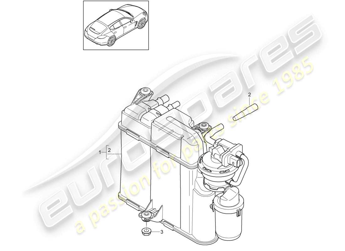 porsche 2014 (panamera 970) activated charcoal container part diagram
