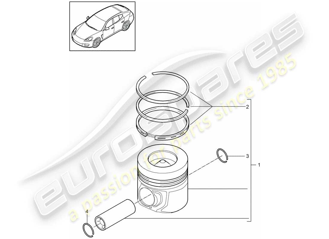 porsche 2014 (panamera 970) piston 1 set: piston rings part diagram