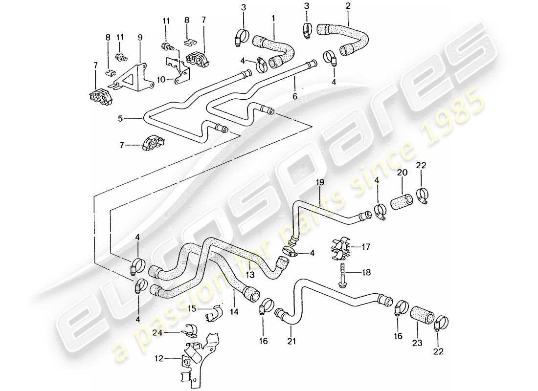 porsche 2003 (996 turbo / gt2) lines - heater part diagram