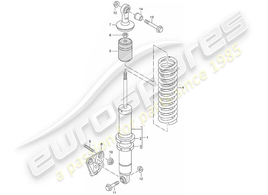 porsche 2004 (carrera gt) suspension - shock absorber strut - bracket parts diagram
