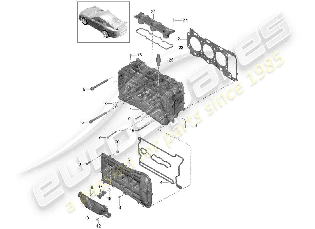 porsche 991r/gt3/rs (2019) cylinder head part diagram