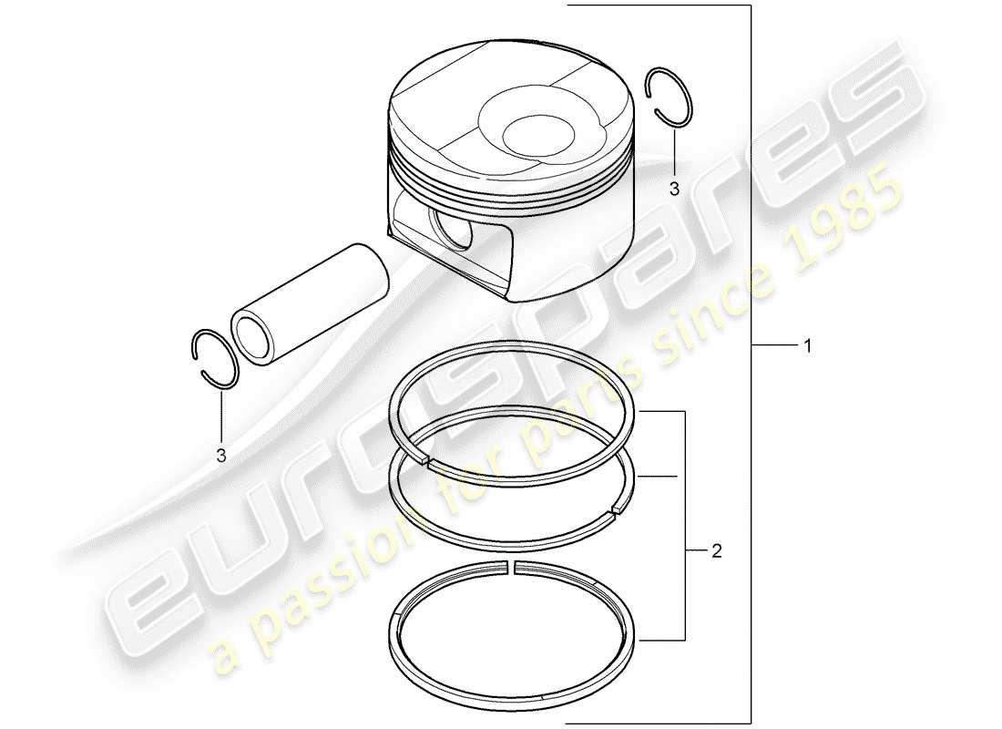 porsche 2007 (cayenne e1 9pa) piston 1 set: piston rings part diagram