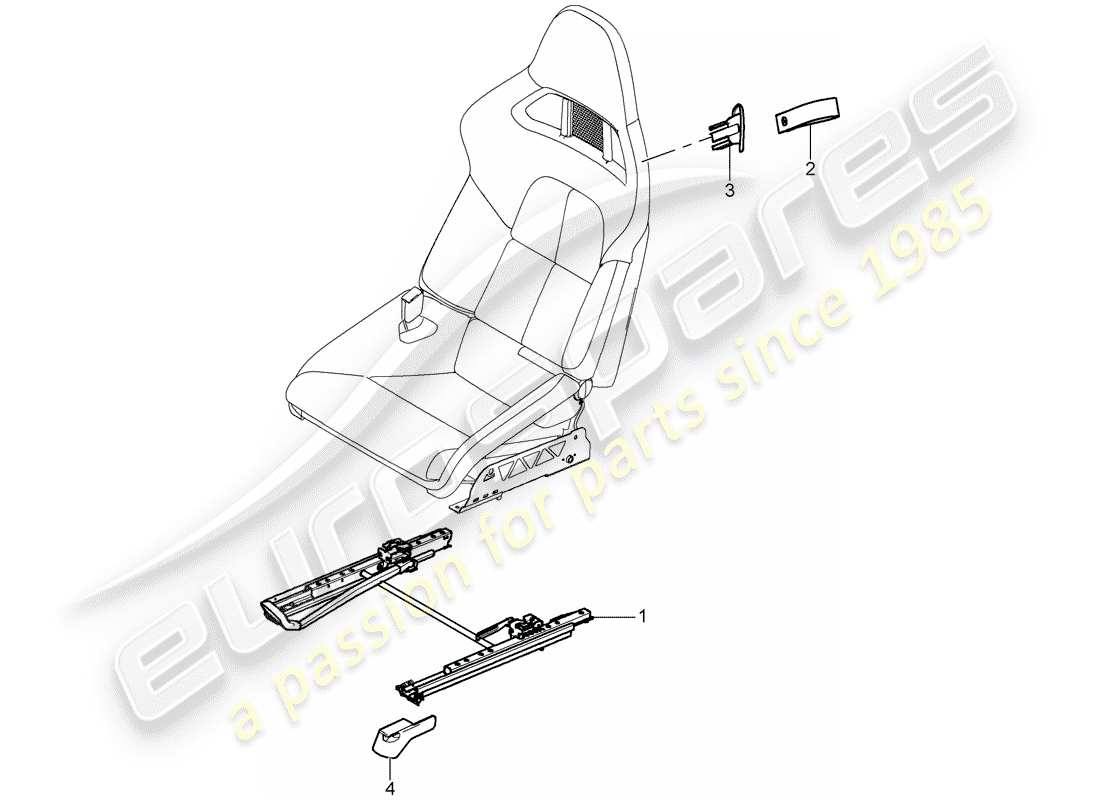 porsche 2009 997-2 turbo / gt2 seat parts diagram