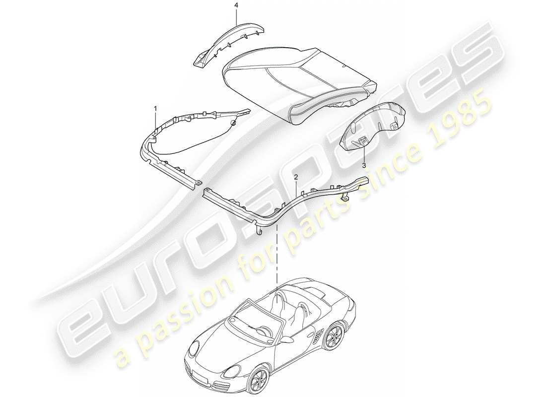 porsche 2010 (987 boxster) frame seat cushion sports seat parts diagram