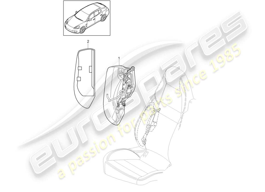 porsche 2010 (panamera 970) side part rear padded upholstery part diagram