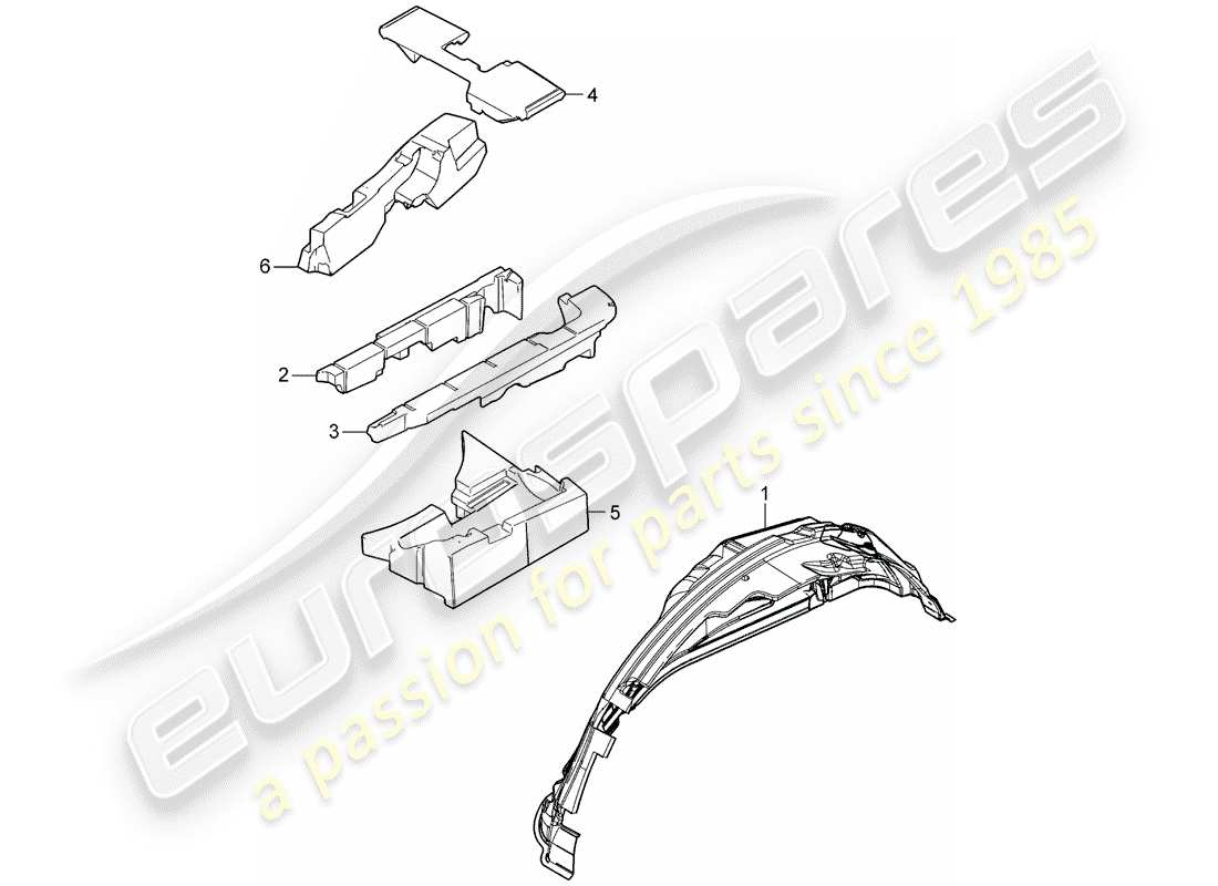 porsche 2007 (cayenne e1 9pa) sound absorber for luggage compartment floor part diagram