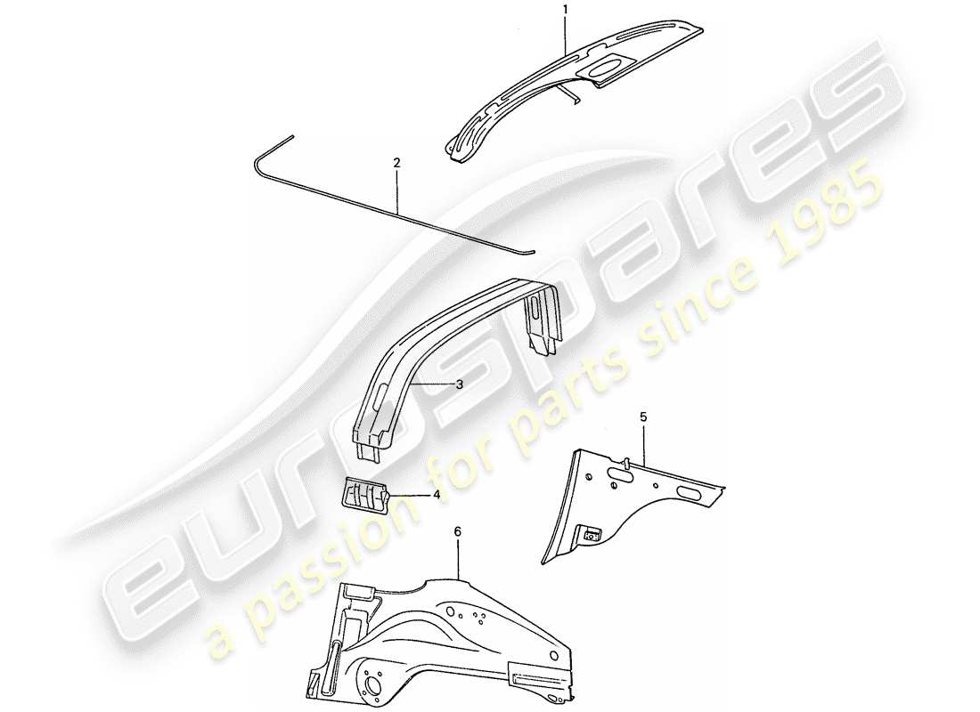 porsche 911 (1975) inner panel part diagram