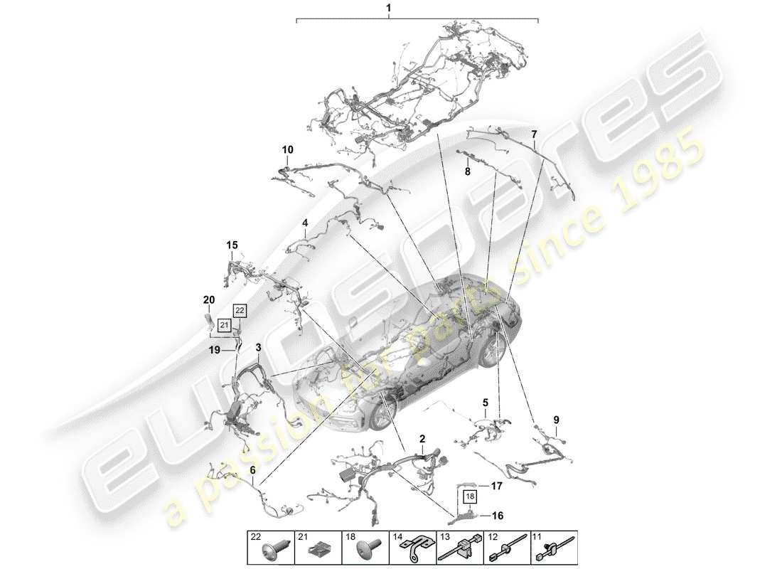 porsche 2019 (panamera 971-1) wiring looms passenger compartment and part section wiring harness part diagram