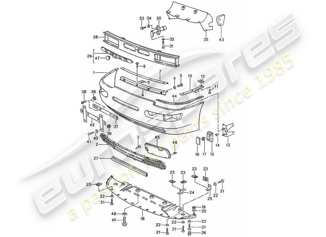 porsche 1992 (968) cover for bumper - bumper part diagram