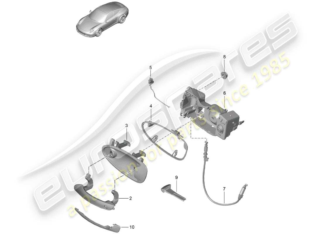 porsche 2014 (991-1) door handles parts diagram